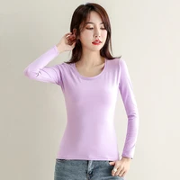 s 5xl women cotton tops tees spring autumn 2022 young style high elastic o neck long sleeve slim basics t shirt pullovers female