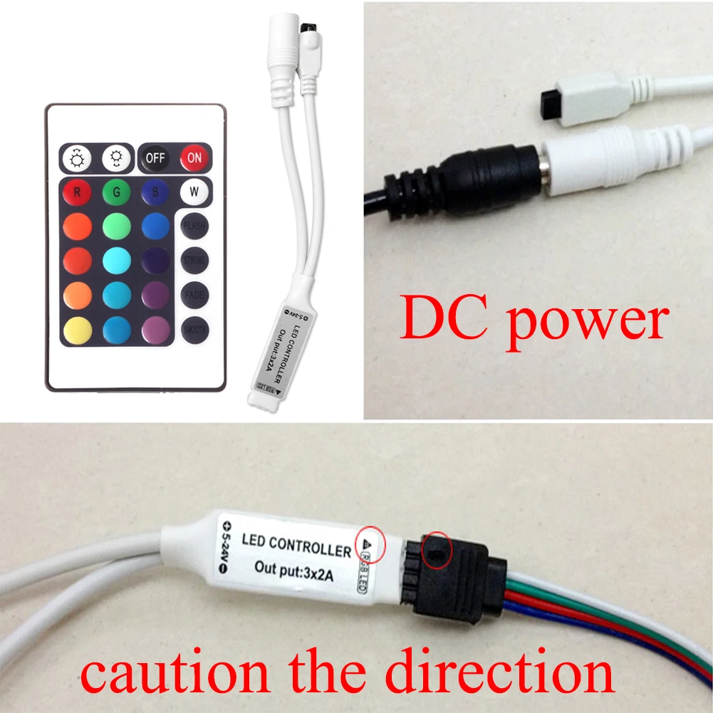 

DC 12V 24Key RGB Mini LED IR Remote Controller 16 Static Colors And 4 Color Changing Modes For SMD 5050 3528 LED Strip Light