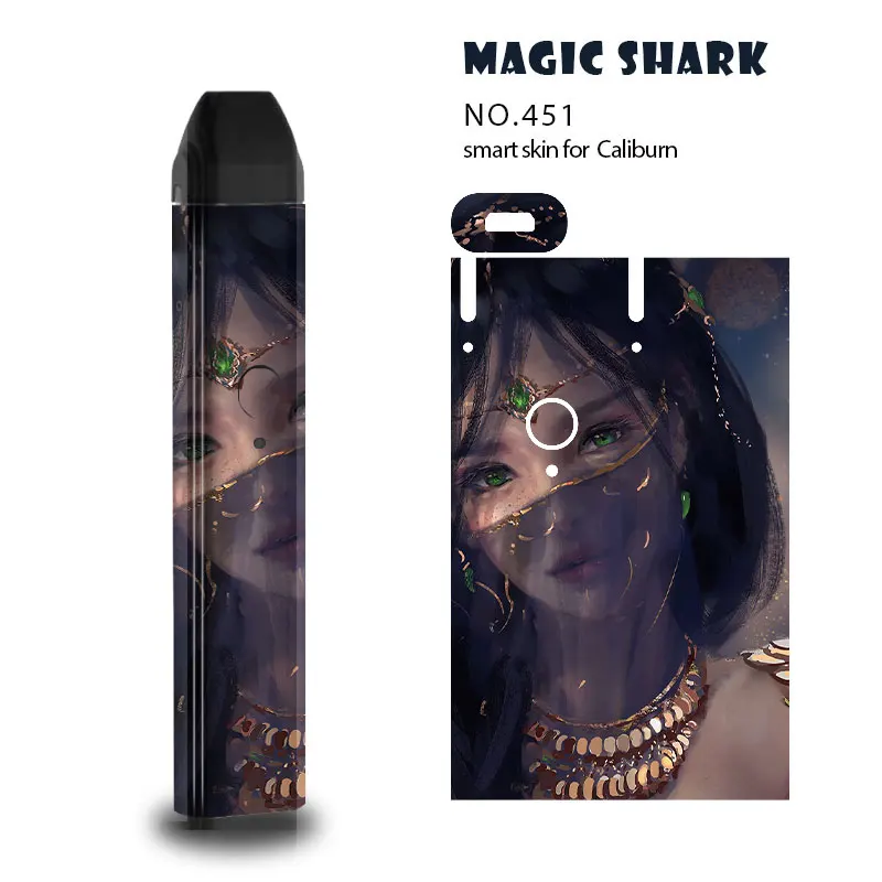 Magic Shark Skeleton Cross God Statue of Liberty Case Wrap Film 2.5D Stereo PVC Sticker Cover for Uwell Caliburn 443-456 | Мобильные