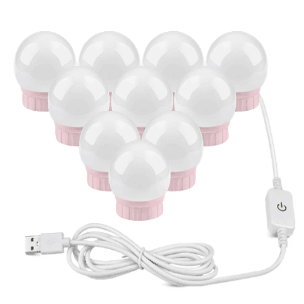

Led Dimmable Free Punching Mirror Bulb Mirror Headlights Led String Lights Decorative Lights Style USB Charged Make Up Dropshipp