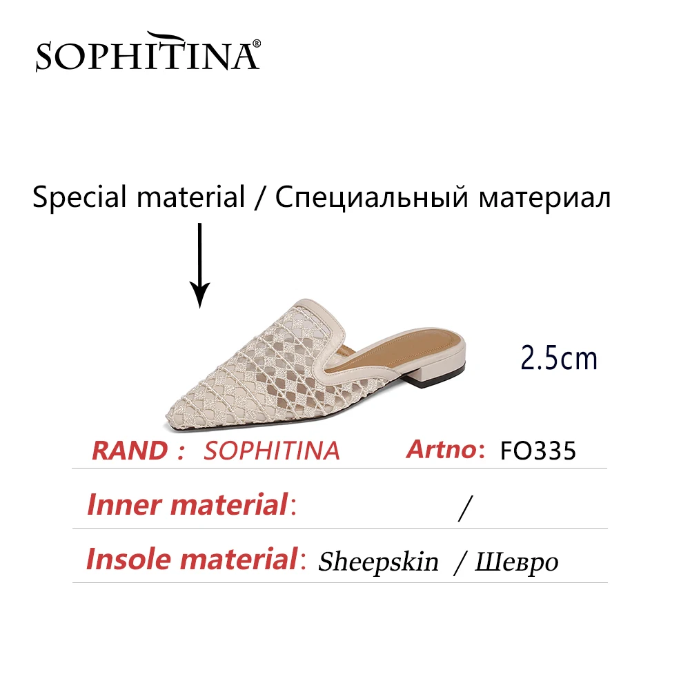 

SOPHITINA Genuine Leather Summer Women Sandals Flat Concise Dressing Pointed Toe Stylish New Mules Mesh Comfort 2021 Shoes FO335