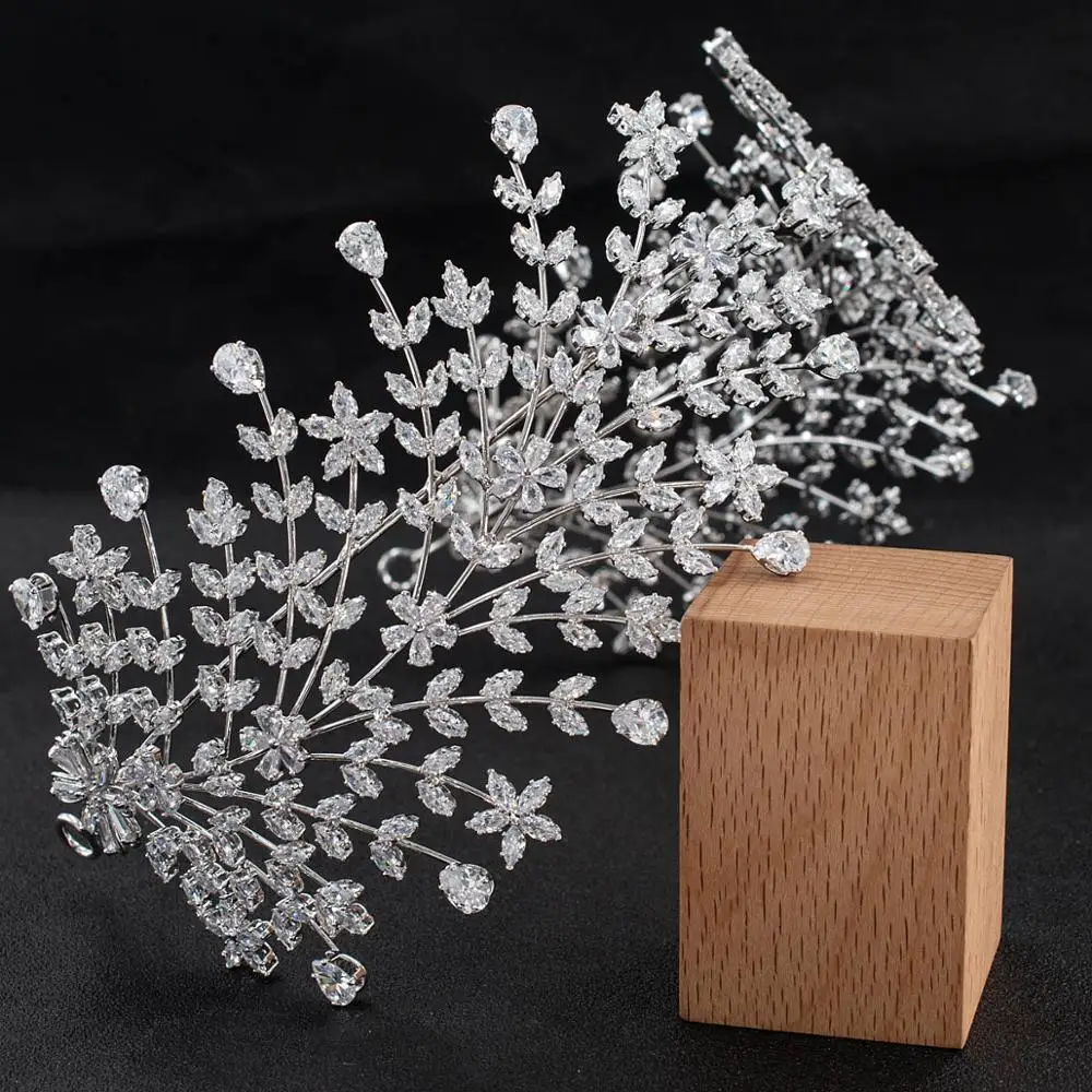 Женская мягкая повязка на голову свадебная тиара с кубическим цирконием