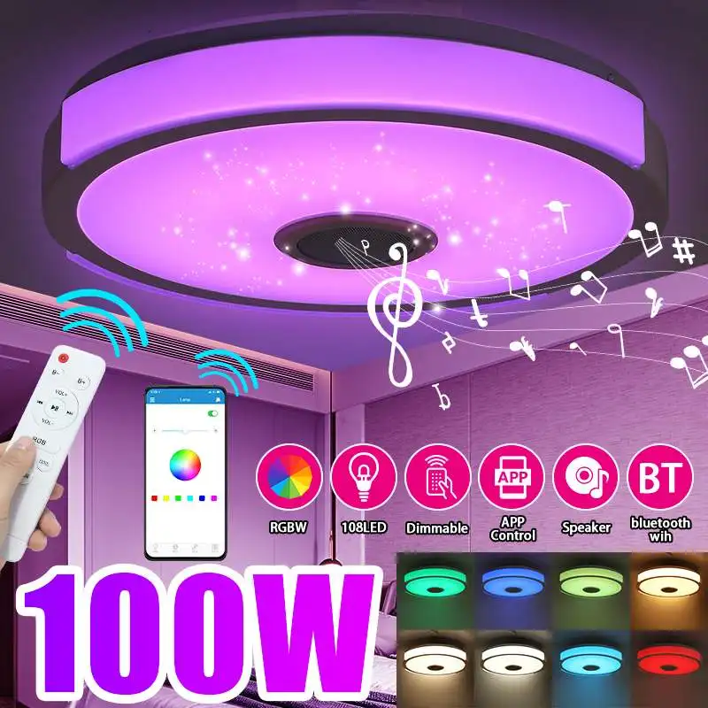 

100W LED Ceiling Lights with bluetooth Speaker Smart Phone APP Remote Control Light RGB Dimmable Bedroom 38cm Ceiling Lamp