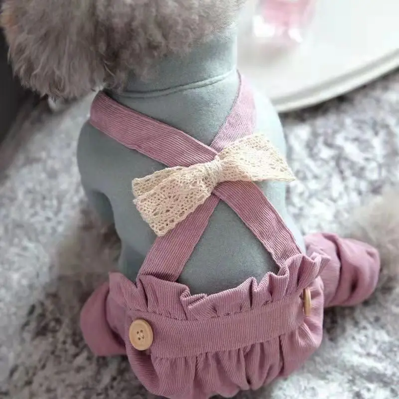 

Spring autumn pet dog Jumpsuit Rompers with fashion bowknot cat dog clothes french bulldog Yorkshire Terrier Schnauzer Bichon