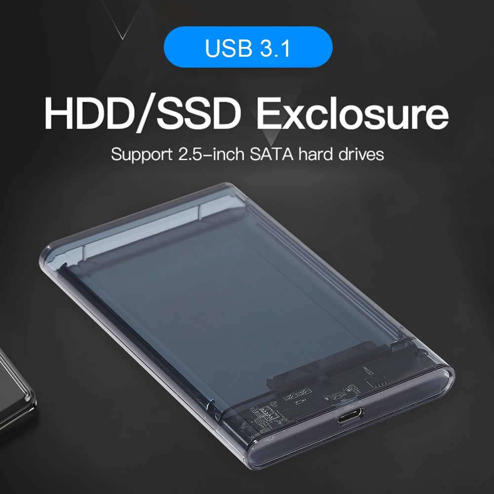 

Чехол для 2,5-дюймового жесткого диска USB 3. 0 Type-C, чехол для мобильного жесткого диска 8 ТБ, прозрачный чехол для SATA HDD SSD, внешний чехол для ноутб...