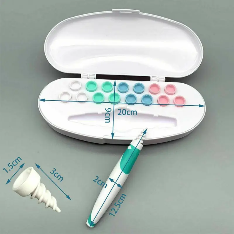 

Ear Cleaner Earpick Ears Wax Remover Spiral Earwax with 16 Replacement Tips Set Easy to Use