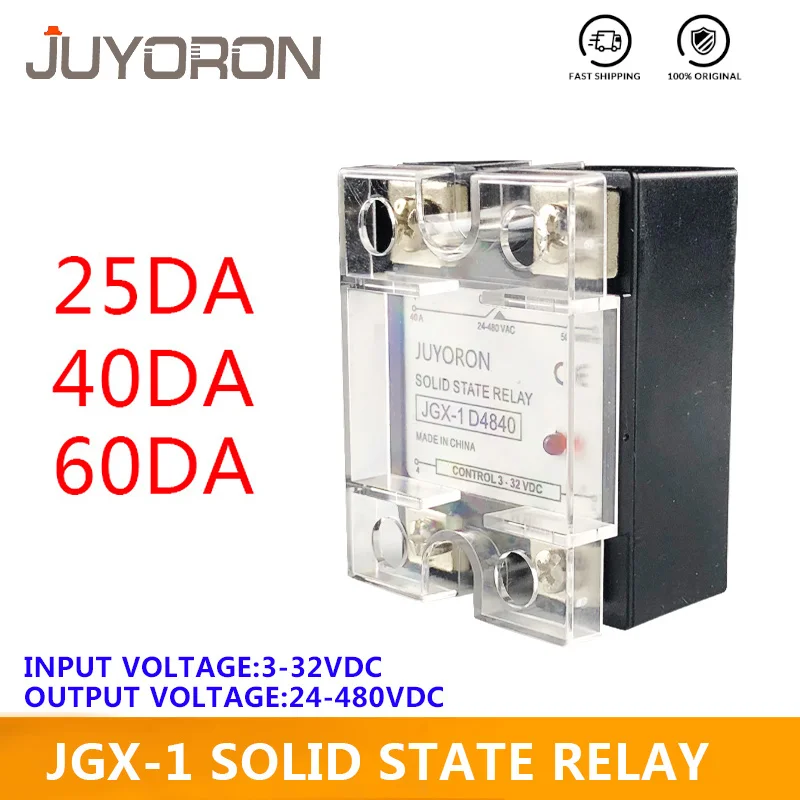 JGX-1 25DA 40DA 60DA вход 3-32VDC выход 24-480VAC Однофазное твердотельное реле 25A 40A 60A SSR Для