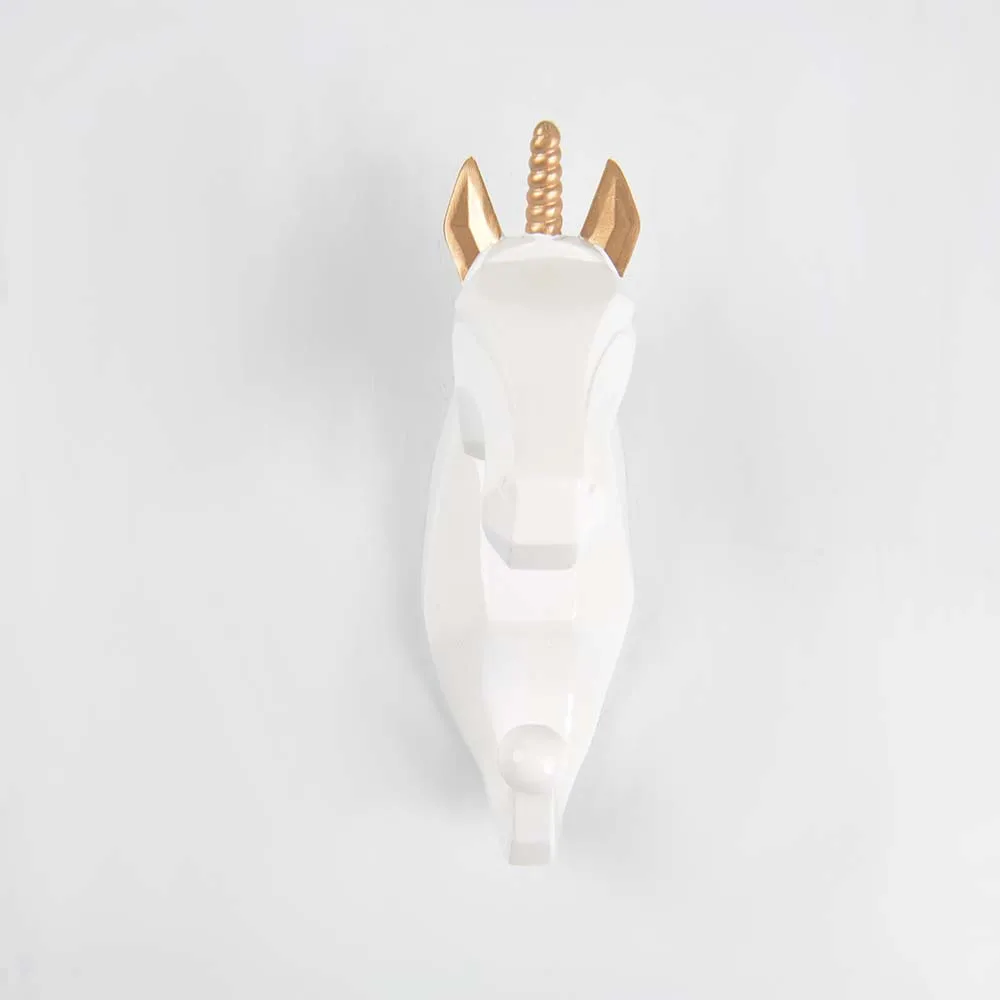 white Unicorn 1 шт., олень, слон, единорог, носорог, голова животного, полимерный крючок, витрина для одежды, крючок для стоек, пальто, вешалка, кепка, декор комнаты, шоу, настенная сумка - Цвет: white Unicorn