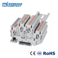 10pcs pttb2 5 push in double level 2 layer connection plug pttb 2 5 wire electrical connector din rail terminal block pttb 2 5
