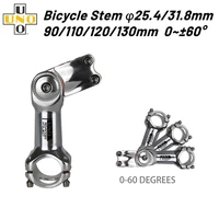 uno 60 degrees adjustable bicycle stem 31 825 4mm ultralight alloy mtb stem 90 110 120 130mm bicycle accessory parts