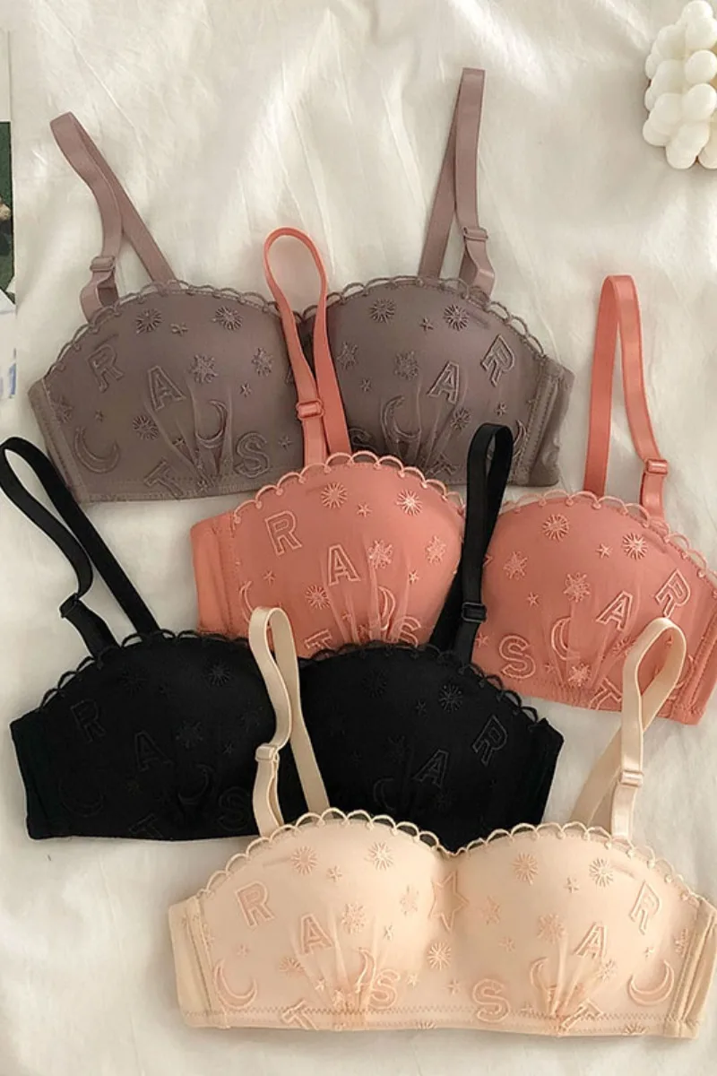 

Spring and summer 2021 new lettered embroidery girls' bras and underwear