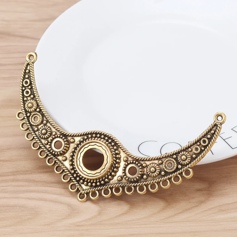 2 шт. Античное золото большой этнический полумесяц фокусное кольцо мульти