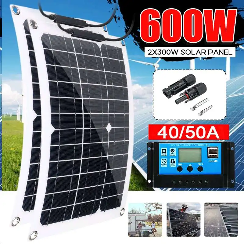600W 300W Панели солнечные комплект громкой связи солнцезащитный Мощность батареи