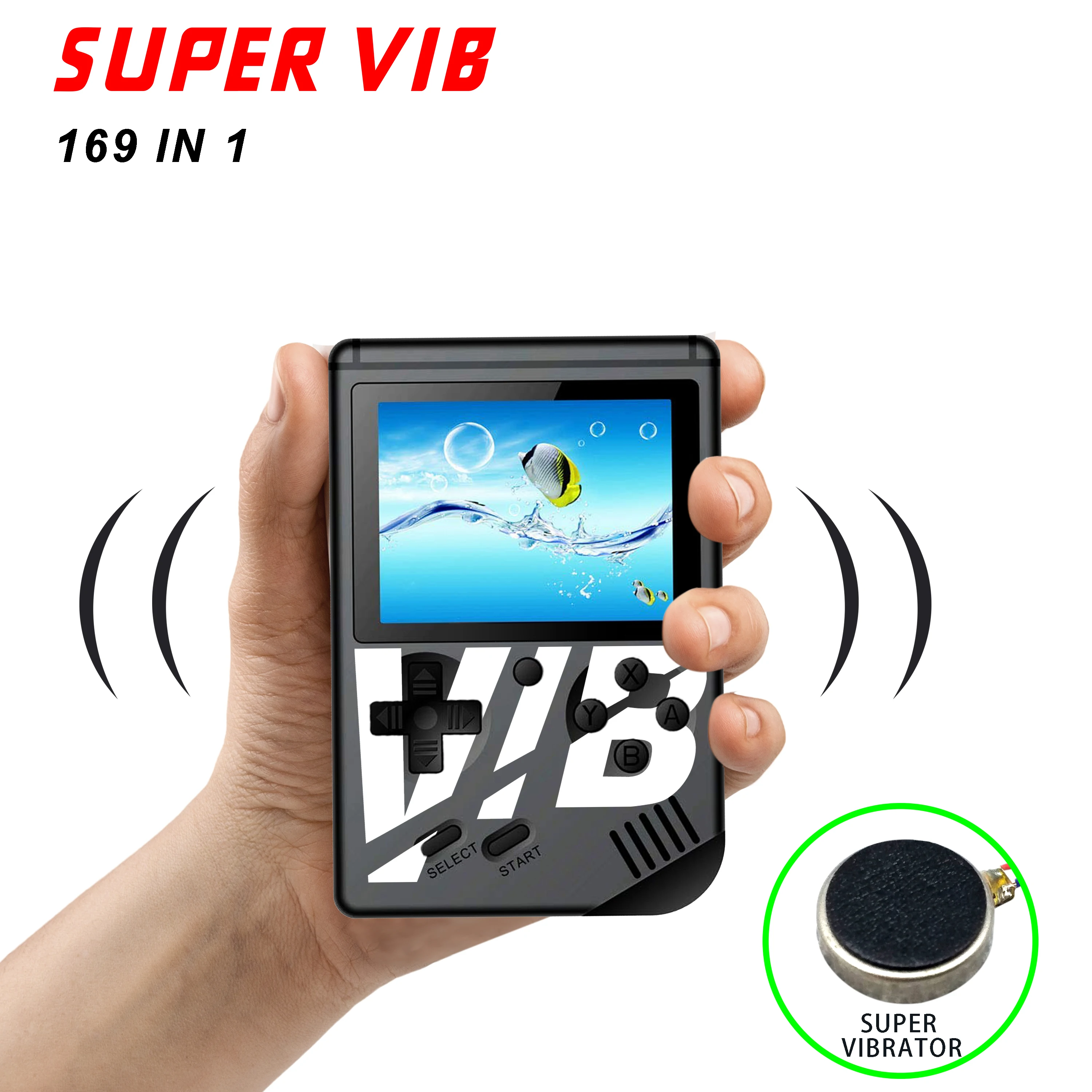 

2019 New SUPER VIB Video game console 3.0 inch Retro Portable Handheld Game With 169 Games Two-player Nostalgic Vibration Game