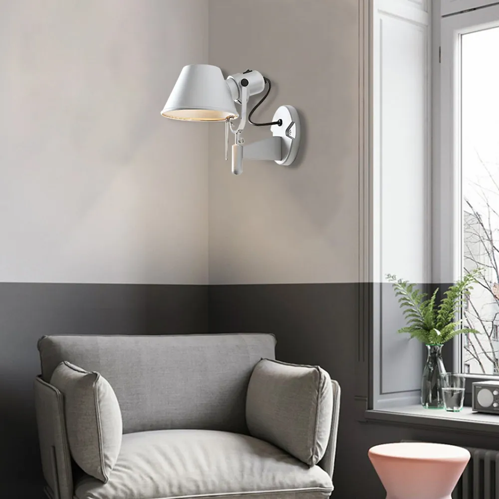 Алюминиевый Поворотный абажур в скандинавском стиле с цоколем E27 прикроватный