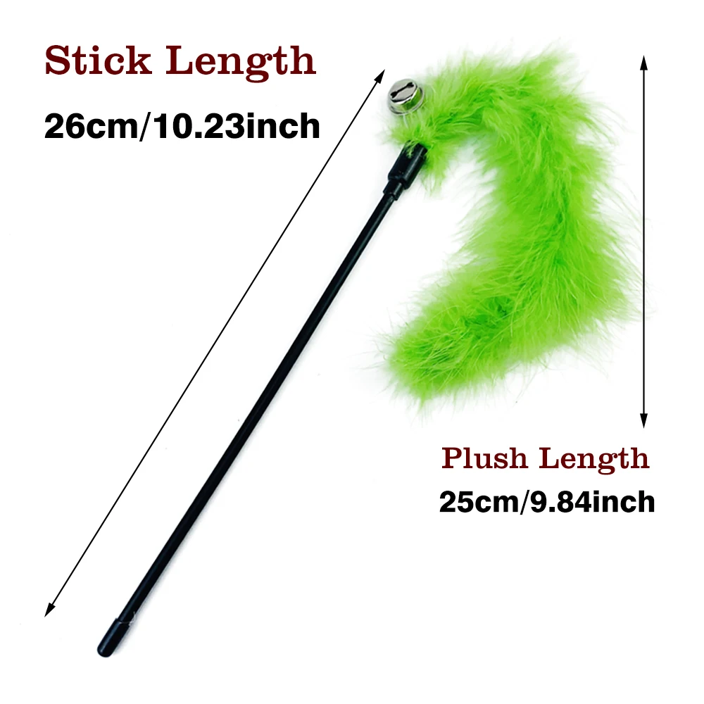 

Cat Toy Plush Color Turkey Feather Tease Cat Stick Bell Pet Interactive Toy Tease Cat Pet Supplies And Exercise Training