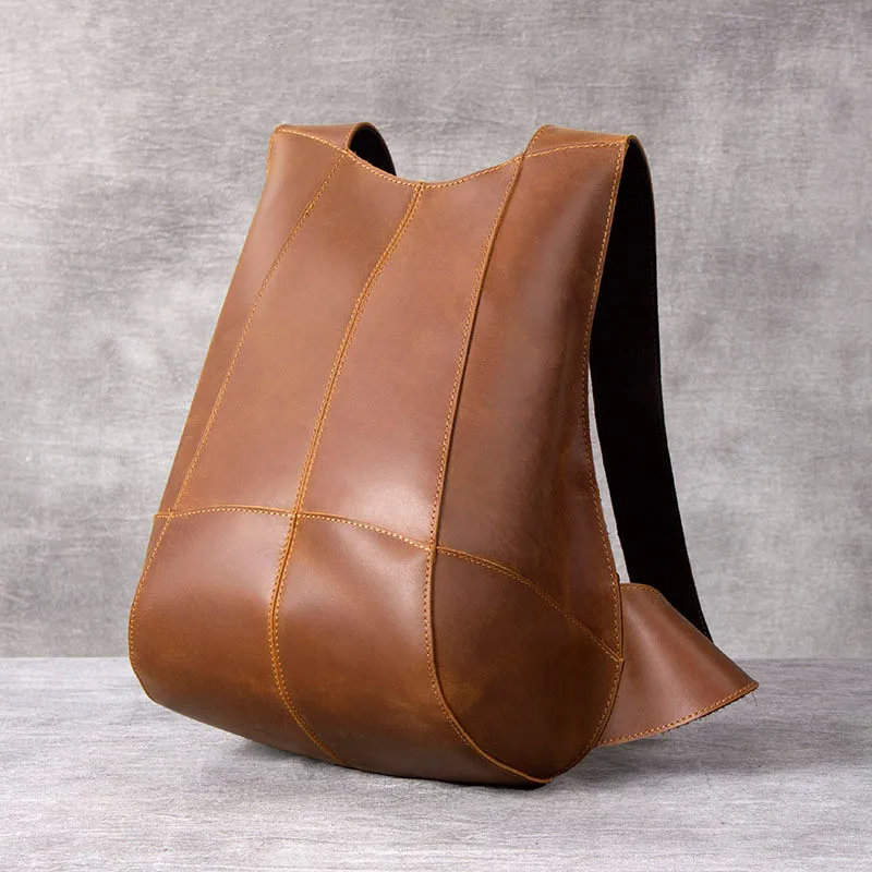 

2022 Simple Genuine Leather Vintage Backpack Men Women High Quality Crazy Horse Leather Backpack Casual Designer Small Daypack