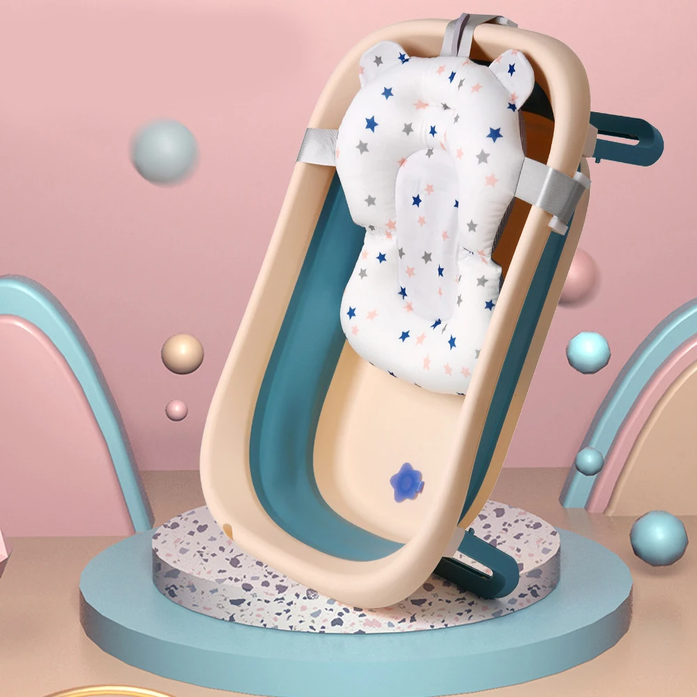 

Newborn Baby Shower Bath Net Tub Non-Slip Bathtub Seat Suspension Bath Mat Support Cushion Foldable Soft Pillow