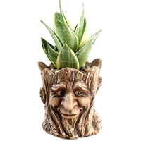 creative resin old tree man flower pot garden outdoor imitation tree head old man planter funny home decoration gift
