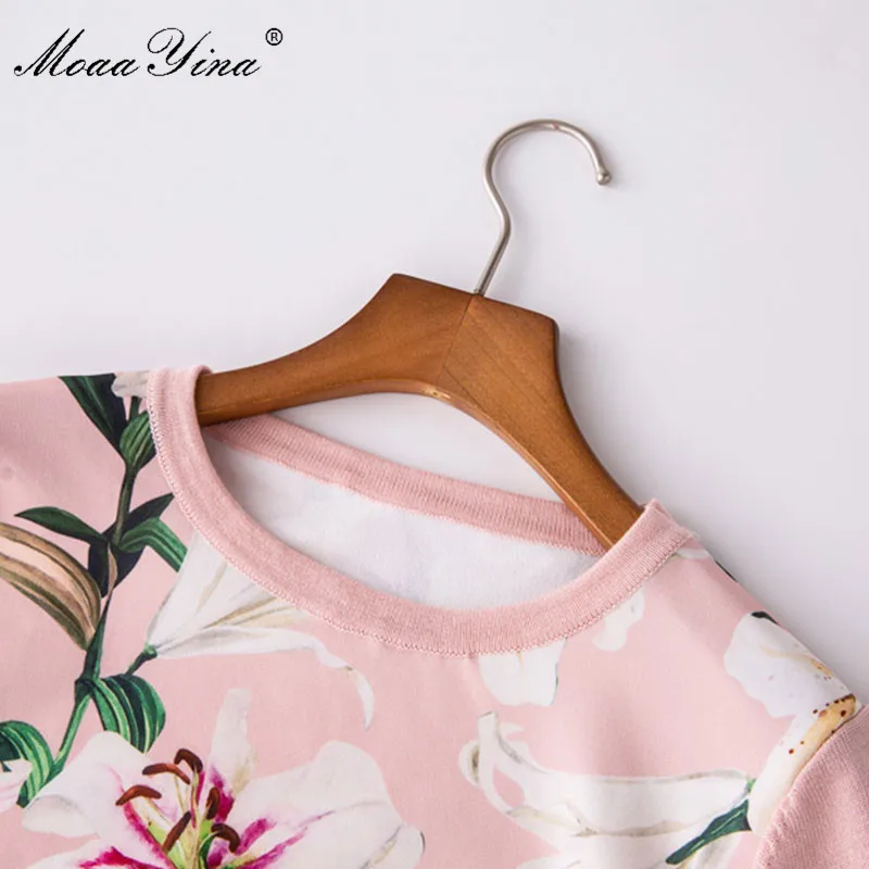 MoaaYina модные Демисезонный Для женщин с длинным рукавом цветочным принтом