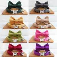 pet cat collar personalized bow tie small dog collar id tag engraving cat kittens necklace bell adjustable collar for cat puppy