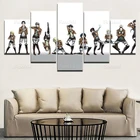 Постер из аниме атака на Титанов, 5 шт., настенная Картина на холсте, Hd печать, Модульная картина, для мальчиков, гостиной, домашний декор, уникальный подарок