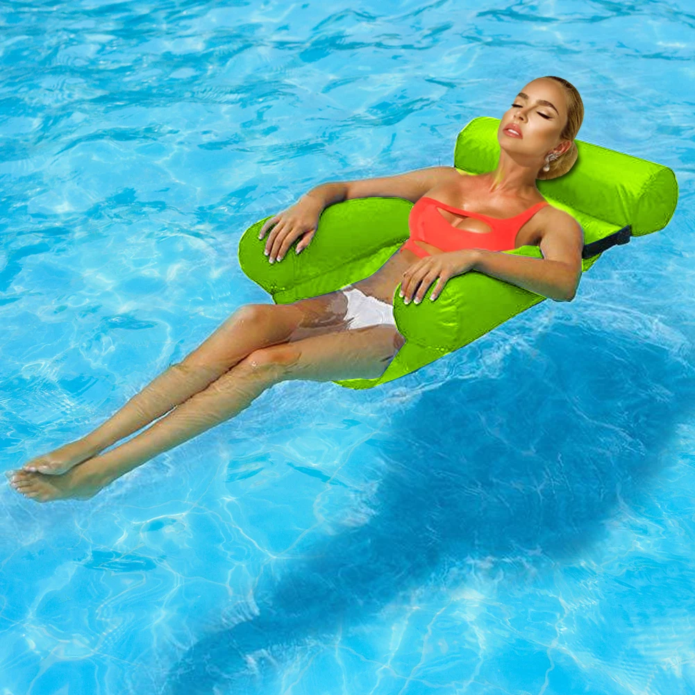 

Inflatable Foldable Floating Row Nylon PVC Swimming Pool Party Water Hammock Air Mattresses Bed Beach Water Sports Lounger Chair