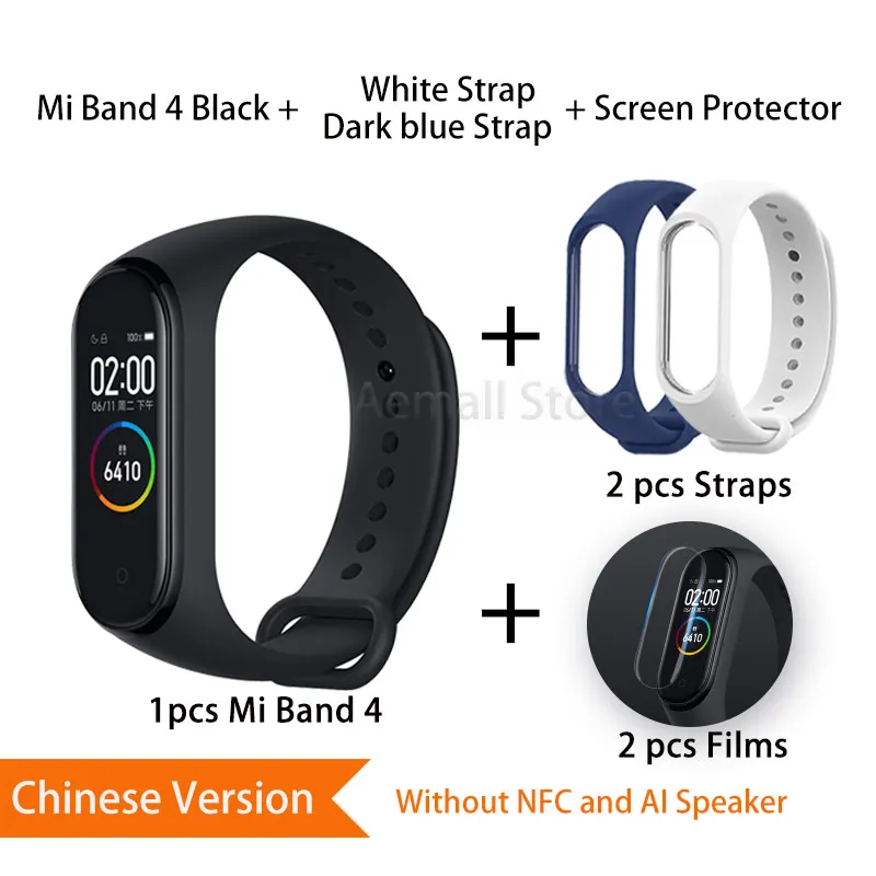 CNWhiteDarkblue Глобальная версия Xiaomi mi Band 4 Smart mi band 4 браслет пульсометр фитнес 135 мАч цветной экран Bluetooth 5,0 китайская версия - Цвет: CNWhiteDarkblue