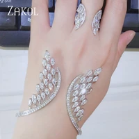 zakol romantic cubic zirconia wings opening adjustable bracelet ring set bridal jewelry for women wedding anniversary fssp3047