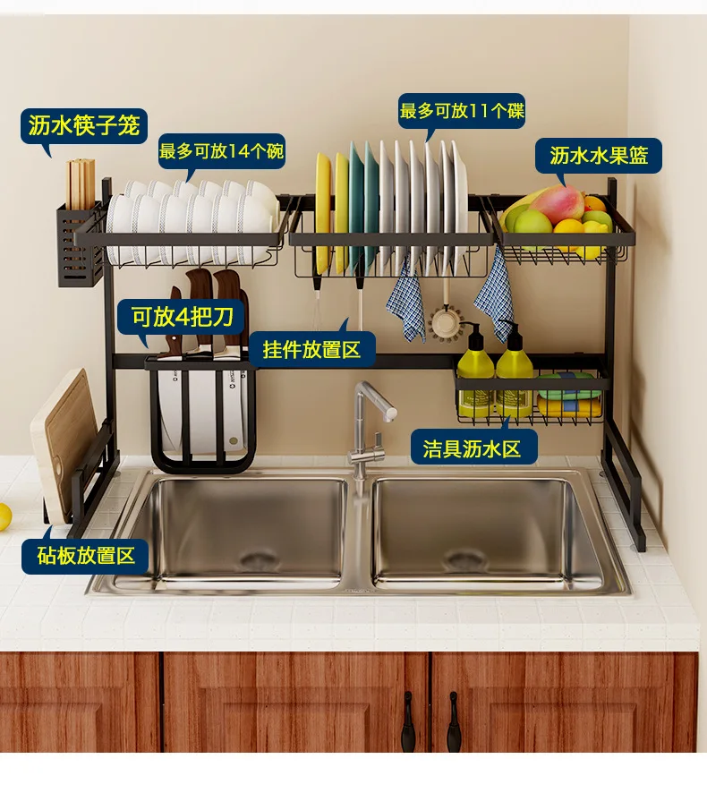 

New Kitchen Organizer Dishes Dryer Storage Rack Holder Kitchen Sink Sponge Holder Tableware Dinnerware Organizer Dryer Rack