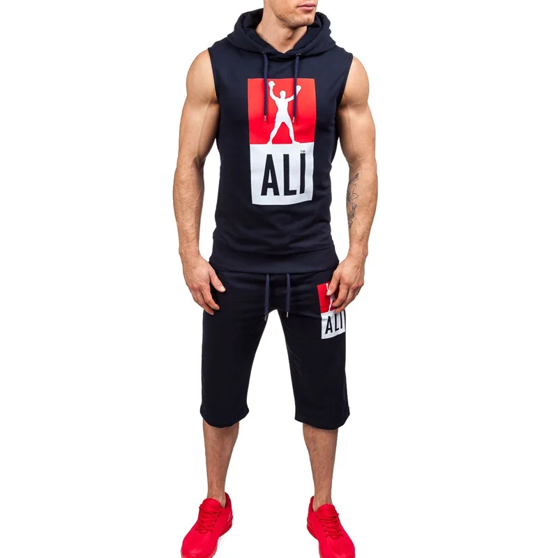 Мужской спортивный костюм для фитнеса ZOGAA комплект из 2 предметов толстовка без
