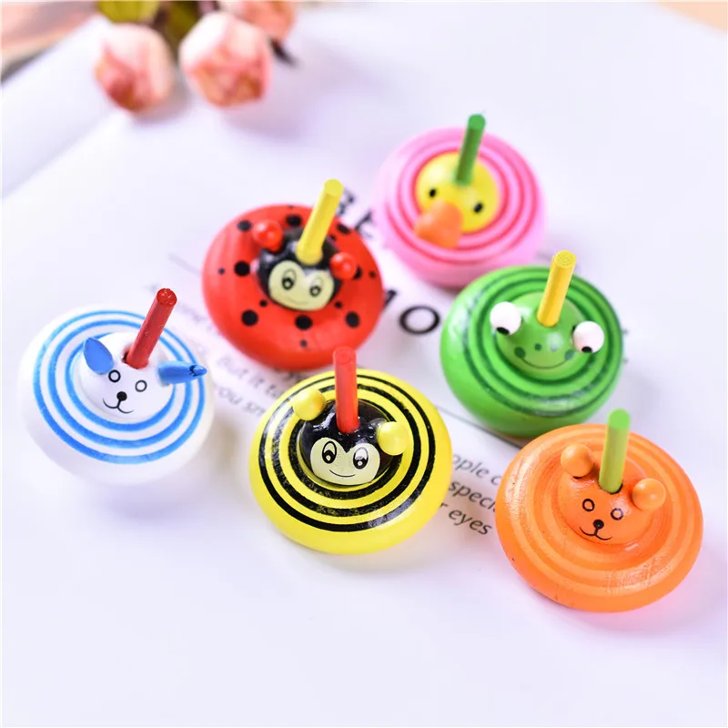 

2021 New Type Wooden Animal Small Gyro Recreational Children's Educational Toy Hand Spinning Gyro Stress Reliever Toys