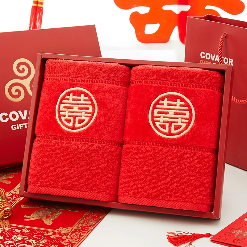 Мягкое Красное Свадебное Полотенце подарочное хлопковое розовое синее