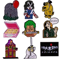 j2775 funny horror movie enamel pins and brooches for women men anime lapel pin backpack bags badge collection gifts