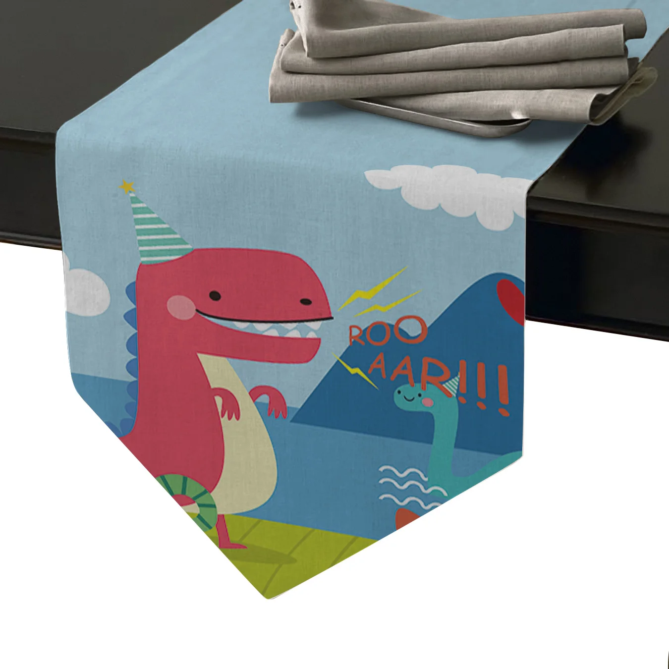 Симпатичная настольная дорожка с динозавром праздничная Винтажная для