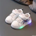 Кроссовки детские из ПУ кожи, со светодиодной подсветкой и резиновой кнопкой