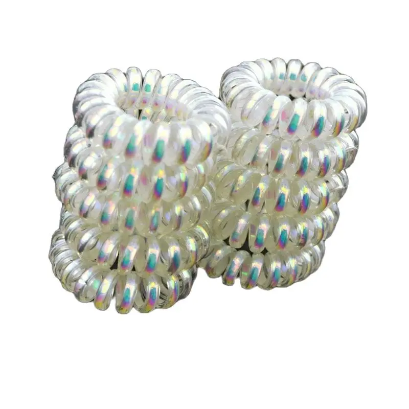 

5 Pcs/Lot Size 3.5cm AB White Hairband Elastic Hair Bands Punk Girl Ring Telephone Wire Accessories