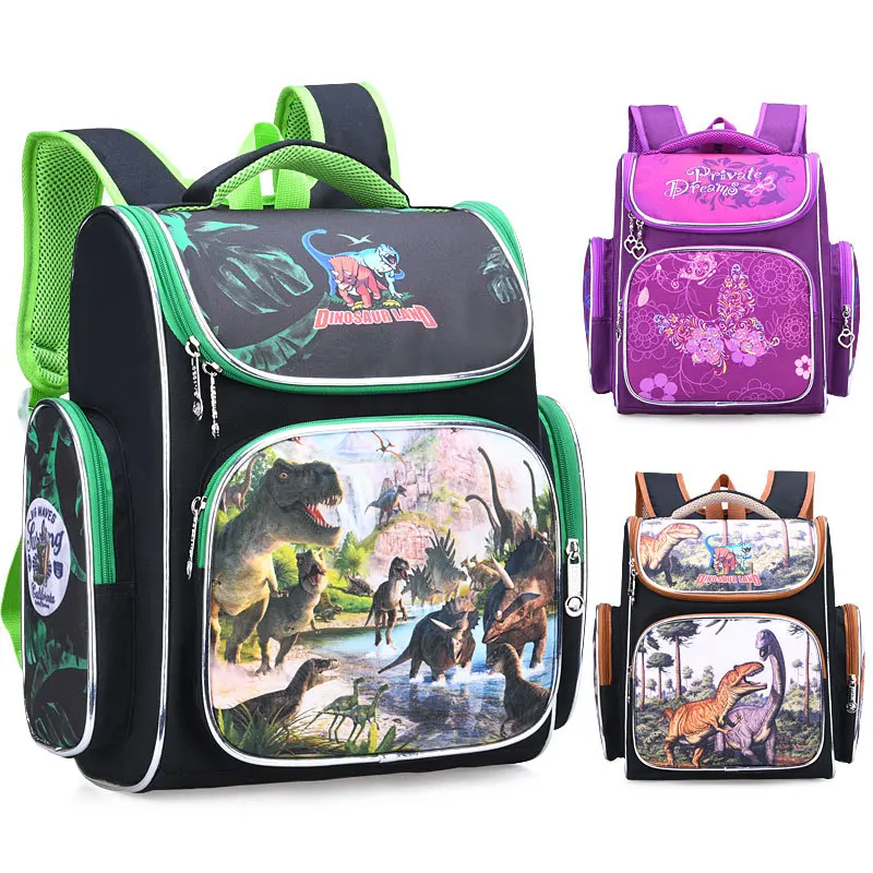 Детский рюкзак с мультипликационным динозавром для начальной школы, милый школьный портфель для мальчиков и девочек, модный детский подаро...