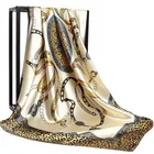 Роскошные брендовые шелковые шарфы платок 90*90 см квадратный головной хиджаб шарф женская шифоновая шаль парео женский платок