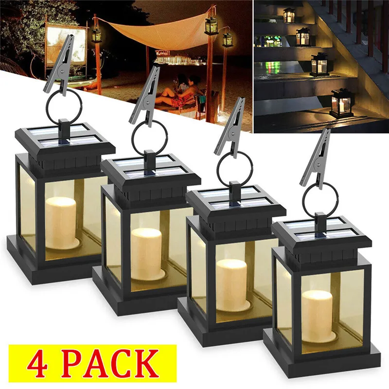 

4PCS Led Solar Light Outdoor Waterproof Solar Panel Portable Solar Hanging LED Umbrella Lantern Garden Warm White Candle Lamp