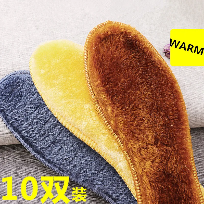 Зимние плюшевые теплые вентилируемые дышащие хлопковые стельки 10 пар женские и
