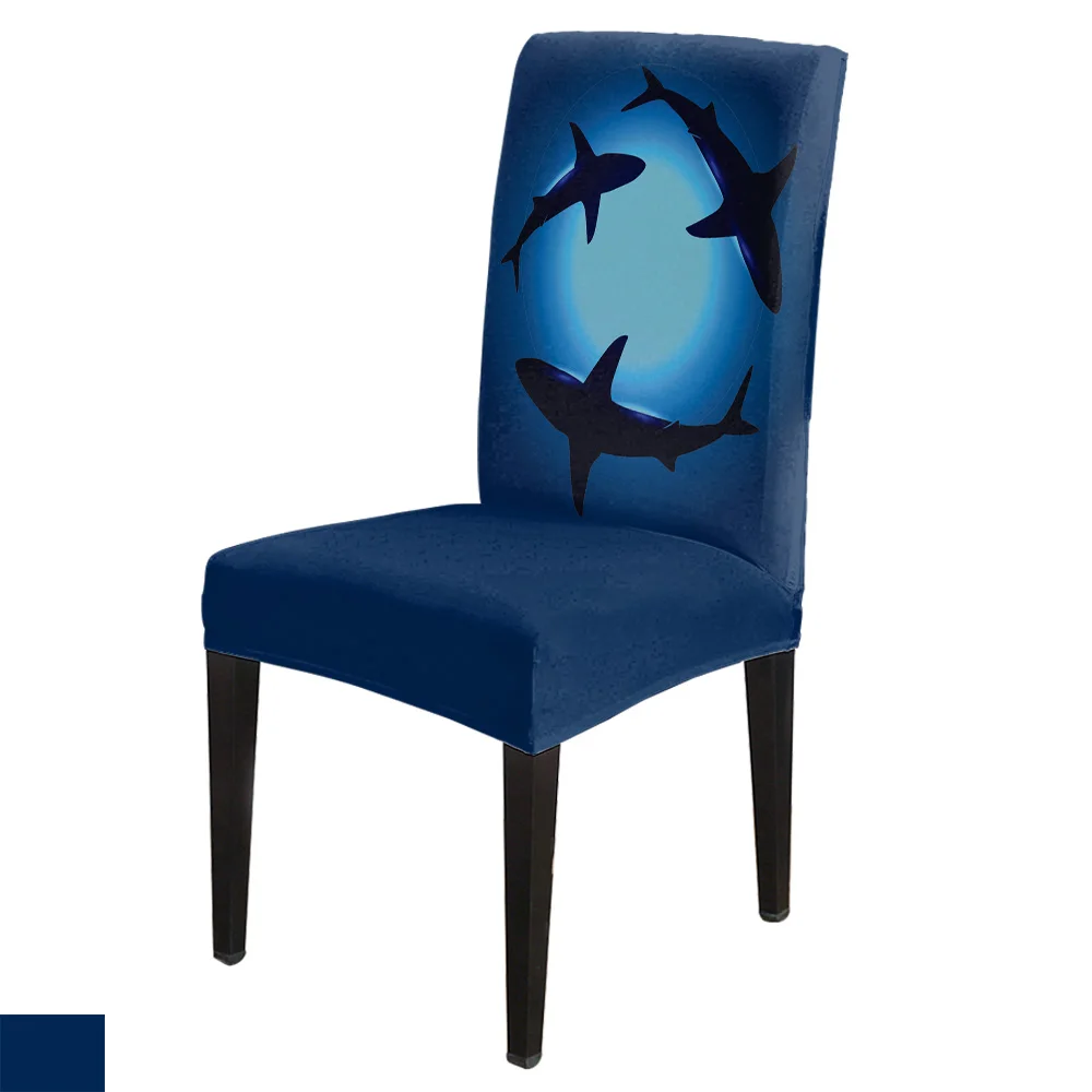 

Underwater Shark Silhouette Black Office Chair Cover Spandex Chair Cover Elastic Printing Home Hotel Wedding Dining Chair Covers
