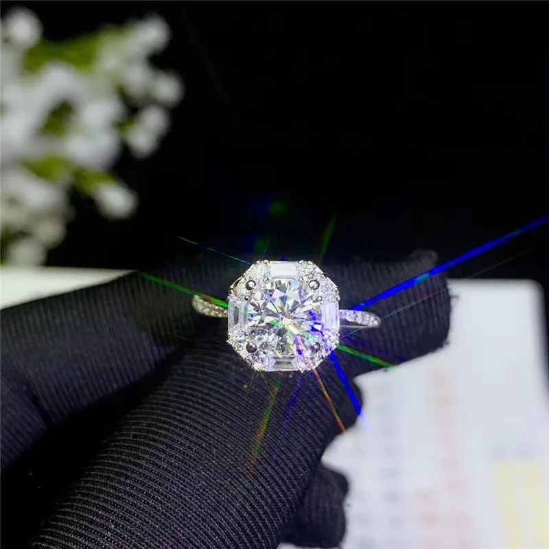 PROCOGE кольца с муассанитом 1ct 2ct 3ct VVS отличные женские кольца обручальные кольца для невесты кольца из стерлингового серебра 925 пробы ювелирные украшения#669