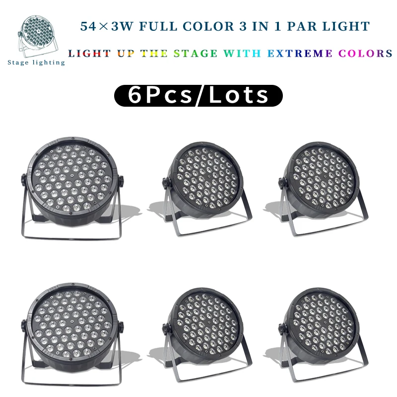 

6Pcs/lots 54X3W RGB 3in1 LED Par Light 54*3w LED PAR DMX512 Controller Led Lights Disco Lights DJ Equipment Stage Light