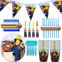 sam fireman theme party tableware fire truck balloon for fire theme party supplies boy fire fighting birthday party decor
