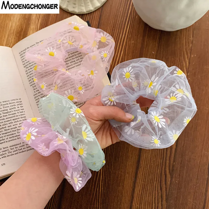 

Cute Fashion Elastic Hair Bands Transparent Yarn Rubber Girls Daisy Hair Band Women Sweet Scrunchies Hair Rope Hair Accessories