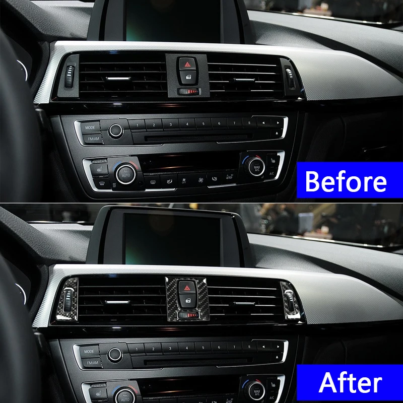 

Carbon fiber color dashboard middle air port decorative frame cover trim sticker For BMW 3 series F30 2013 interior accessories