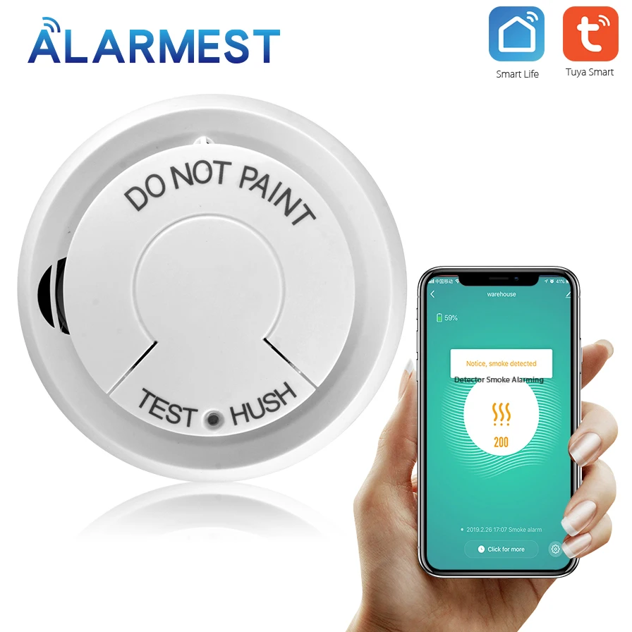 Беспроводной смарт-детектор дыма ALARMEST TUYA с Wi-Fi | Безопасность и защита