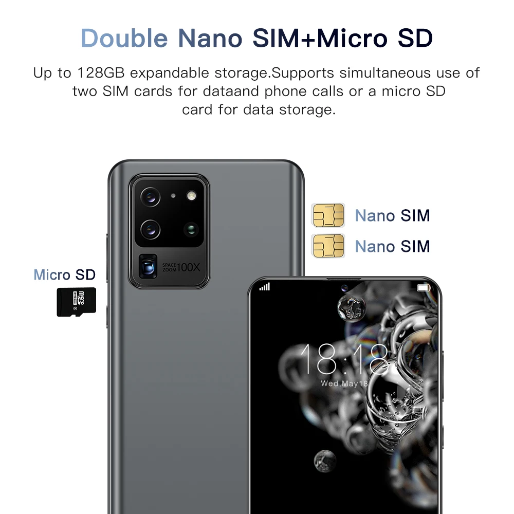 

Newest Global Version S21U 6.6 Inch Smartphone Full Screen 5800mAh 12+512GB 24+48MP Face ID 4G LTE 5G Network Mobilephone