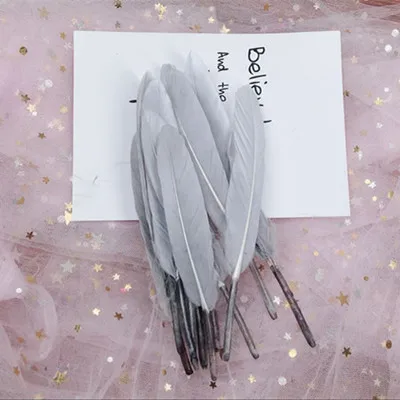 Gray 50pcs Натуральный гусиное перо цветные перья маленький прямой нож Diy перо детский сад материалы вручную 10-15 см/4-6 дюймов 50 шт - Цвет: Gray 50pcs